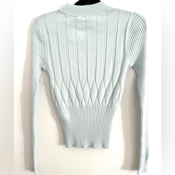 NWT Club Monaco Keisa Light Blue Ribbed Sweater Mint Blue Green S Small - Picture 2 of 4